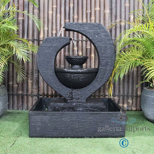 3 Bowl Curve (Small) Water Feature Charcoal - Melbourne area only