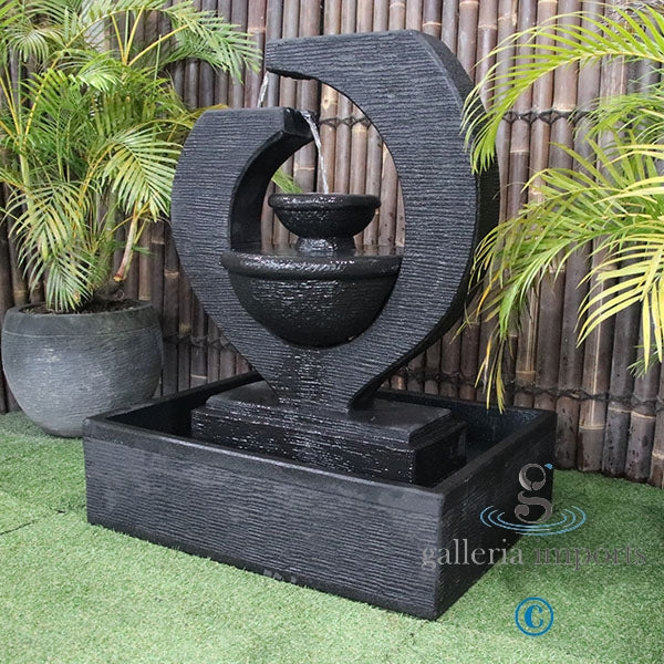 3 Bowl Curve (Small) Water Feature Charcoal - Melbourne area only