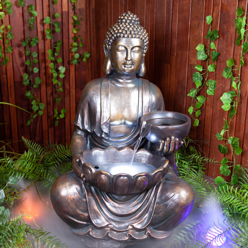 Sitting Buddha with Bowl Water Feature