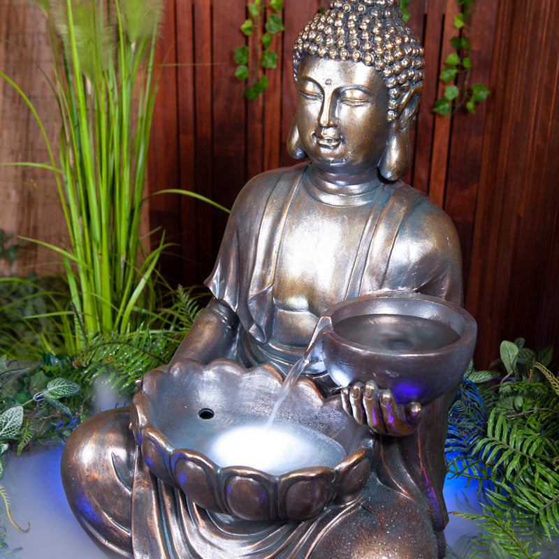 Sitting Buddha with Bowl Water Feature