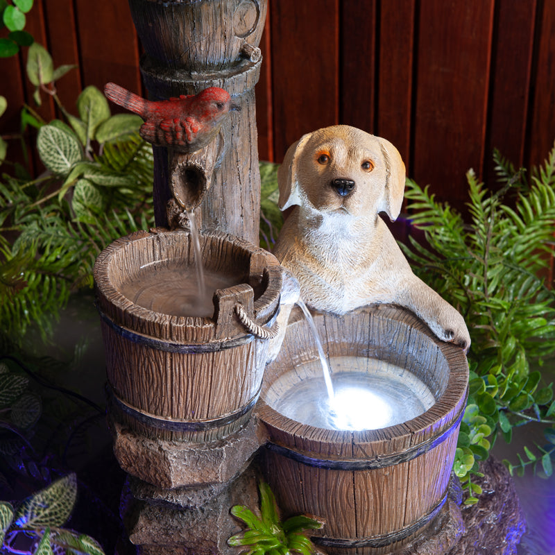 Puppy & Bird Water Feature