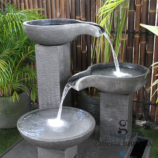 Three Pillar with Bowl Flowing Water Feature