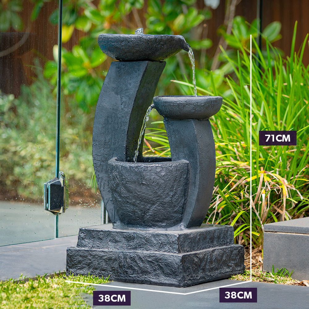 Serenity Charcoal Solar Water Feature with LED