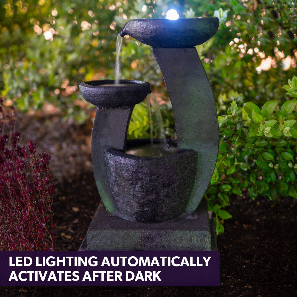 Serenity Charcoal Solar Water Feature with LED