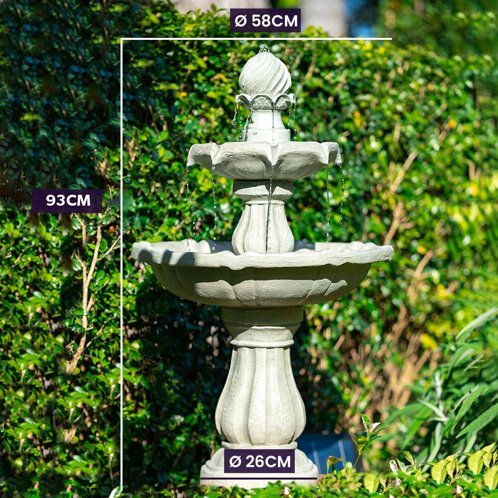 Light Grey Solar Traditional Fountain with LED