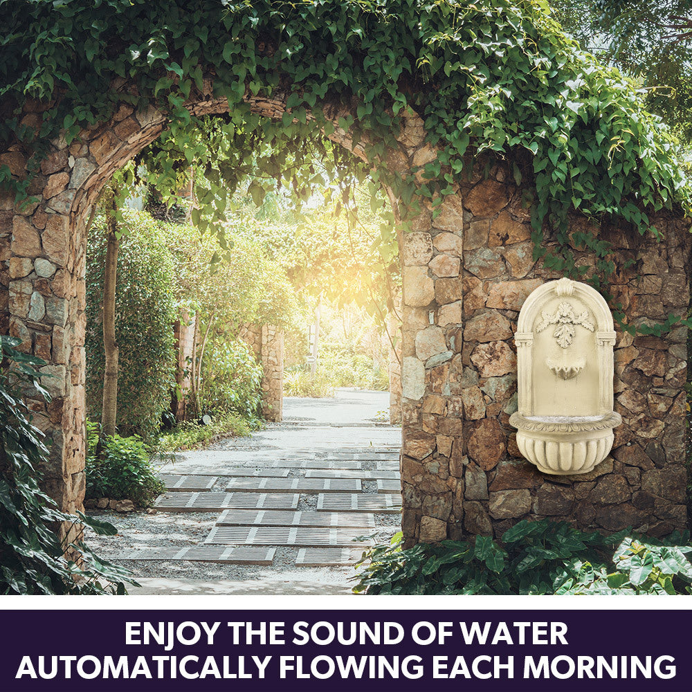 Regal wall mounted solar water feature with LED