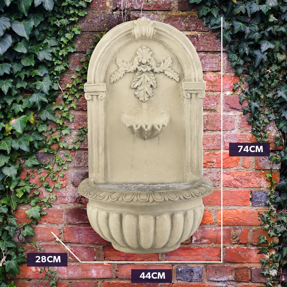 Regal wall mounted solar water feature with LED