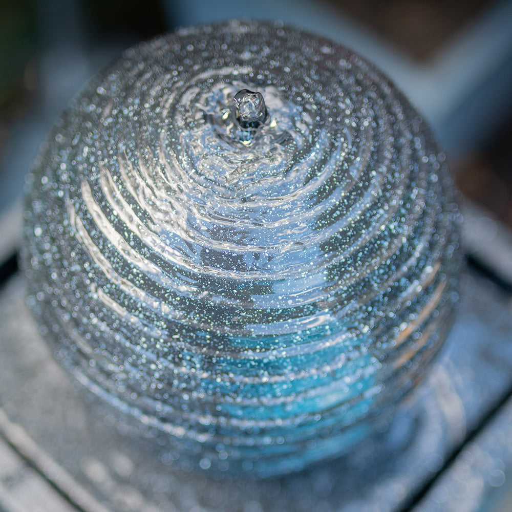 Black twist solar water feature with LED