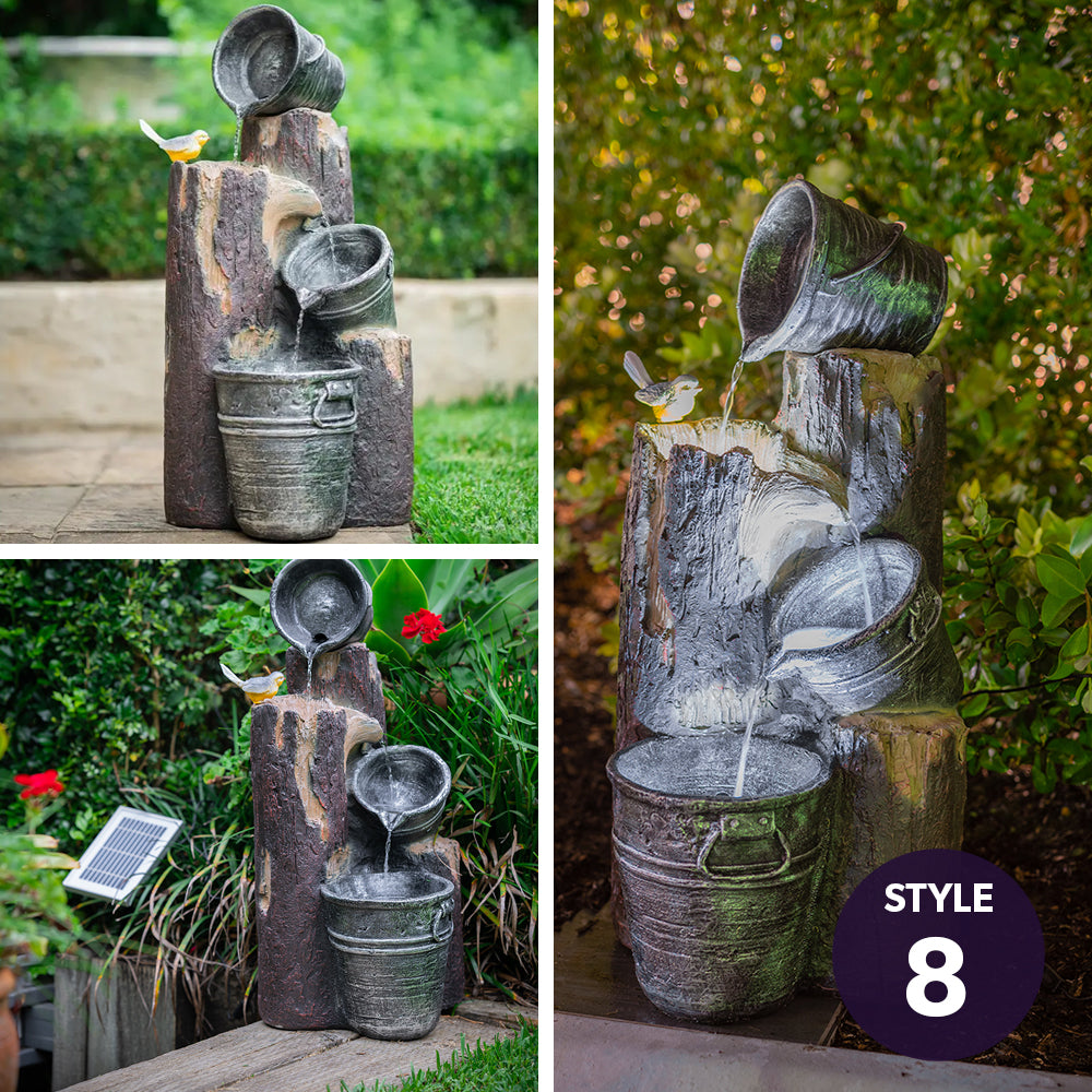 Black twist solar water feature with LED