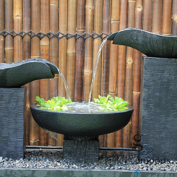 2 Pillar Flowing with Bowl Water Feature