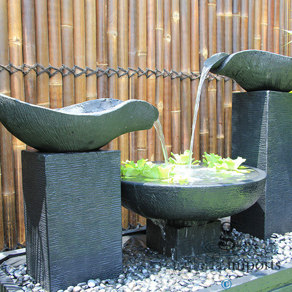 2 Pillar Flowing with Bowl Water Feature