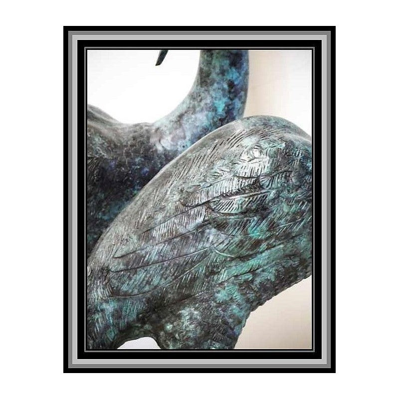 Medium Pair of Bronze Cranes Water Feature - Verdigris finish