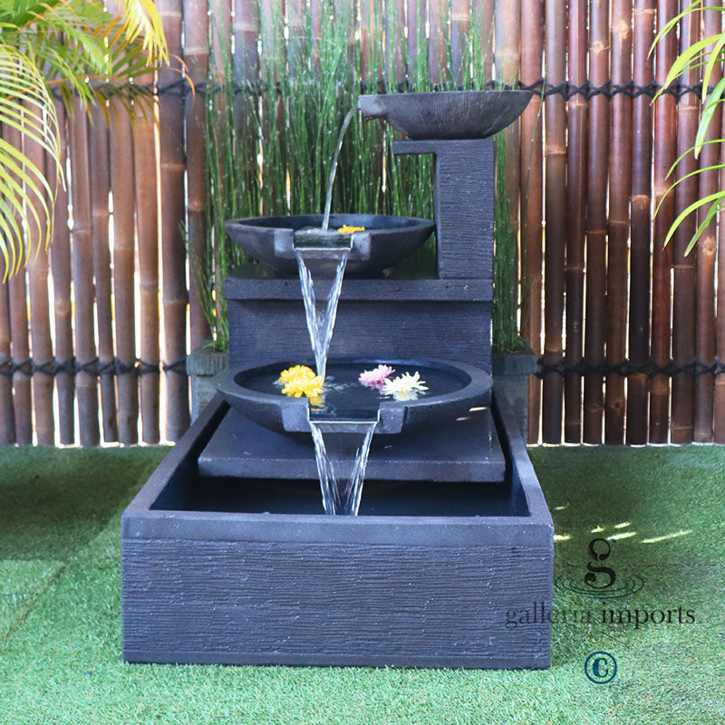 Small Modern 3-Bowl Flowing Water Feature – Deluxe Water Features