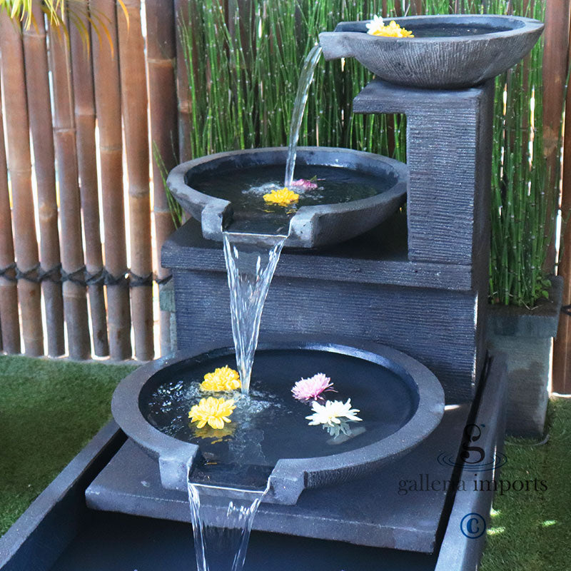 Small Modern 3-Bowl Flowing Water Feature