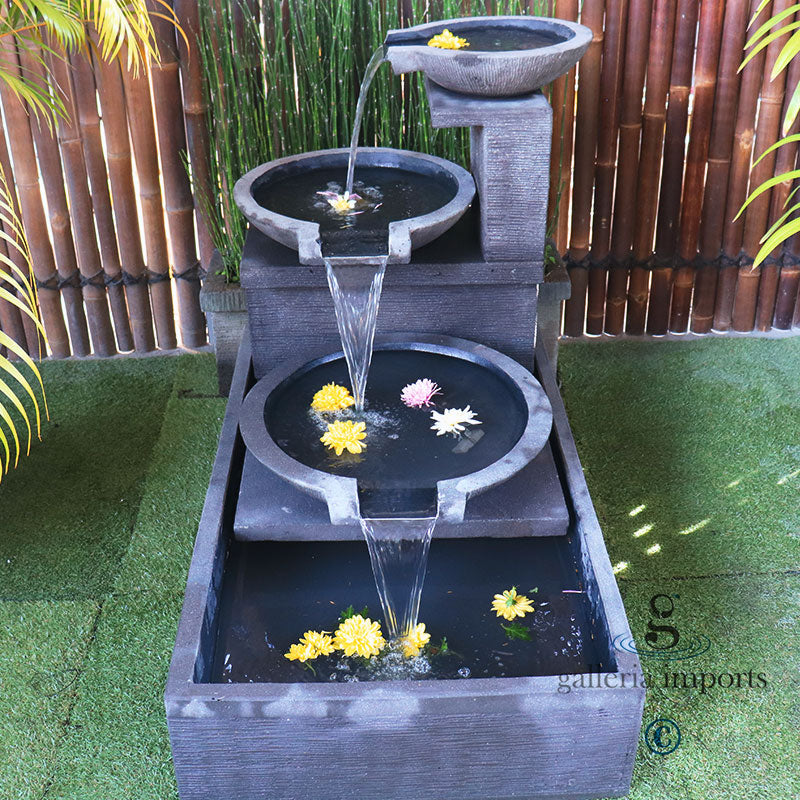 Small Modern 3-Bowl Flowing Water Feature