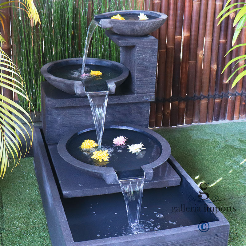 Small Modern 3-Bowl Flowing Water Feature