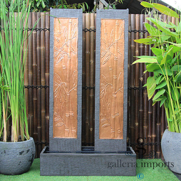 Dual Golden Bamboo Water Feature